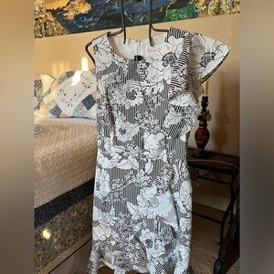 Charles Henry Asymmetrical Ruffle dress